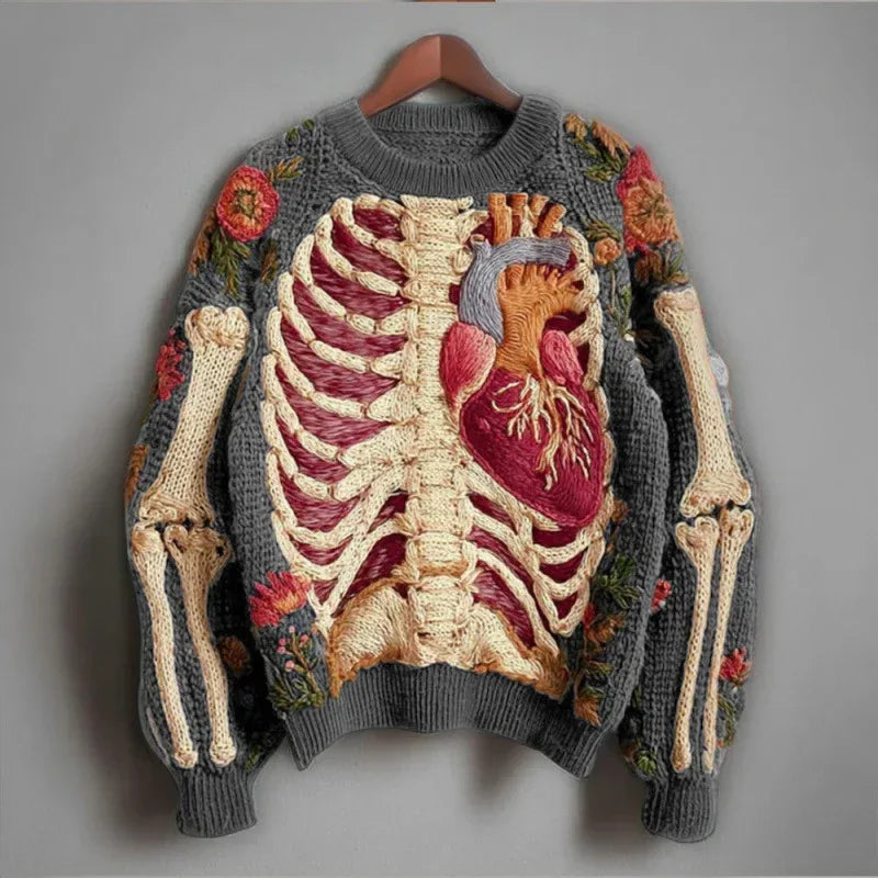 Womens 3D Digital Print Crew-Neck Loose Sweater - DanaFashionstore