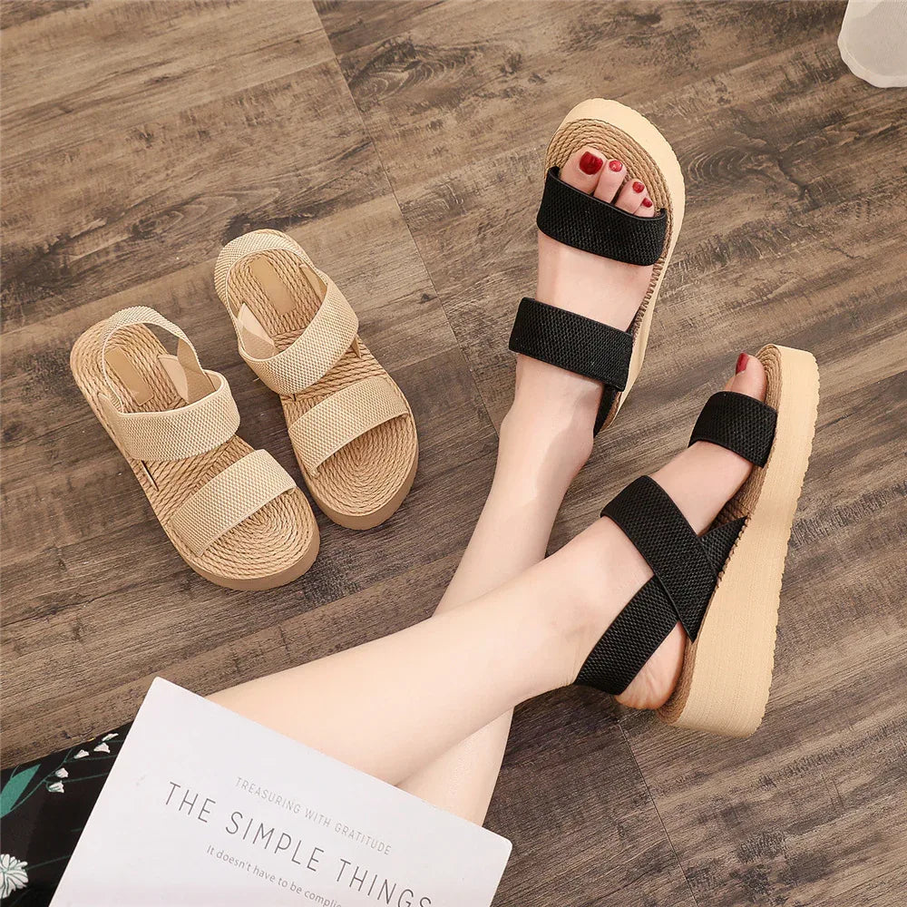 Women's New Fashion Cross Strap Ins Trendy Thick Sole Roman Shoes - DanaFashionstore
