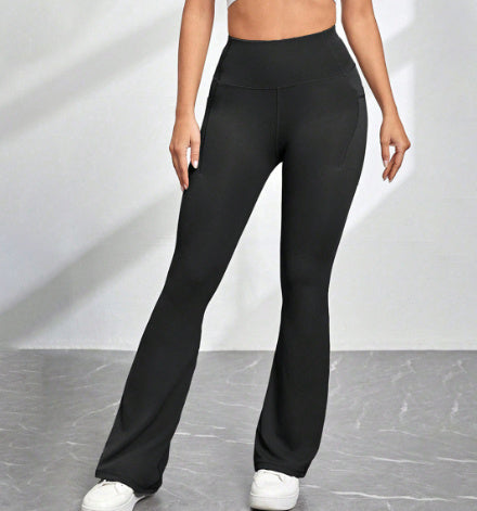 High Waisted Pocket Micro Flared Yoga Pants - Dana Fashion