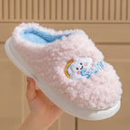 Cute Cartoon Cotton Slippers Thick Bottom Home Slippers Fashion Floor Bedroom Slipper Women Men Couples Warm House Shoes - DanaFashionstore