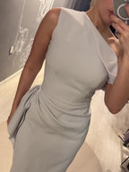 Solid Color Off-Shoulder Sleeveless Maxi Dress