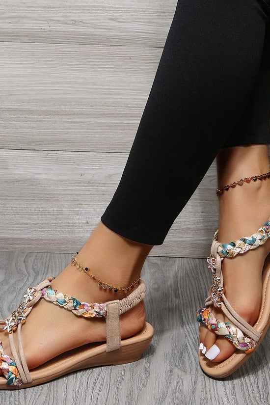 Women's Open Toe Sandals Made Of Color Block Fabric - DanaFashionstore