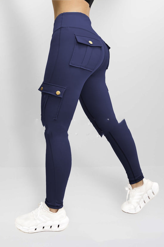 Workwear With Pocket Fitness Pants For Women High Elastic Tight