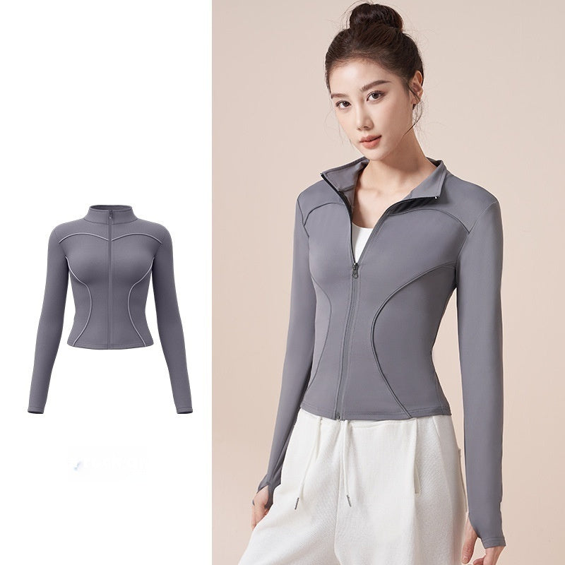 Reflective Motion Outdoor Casual Stand Collar Windproof Yoga Jacket For Women