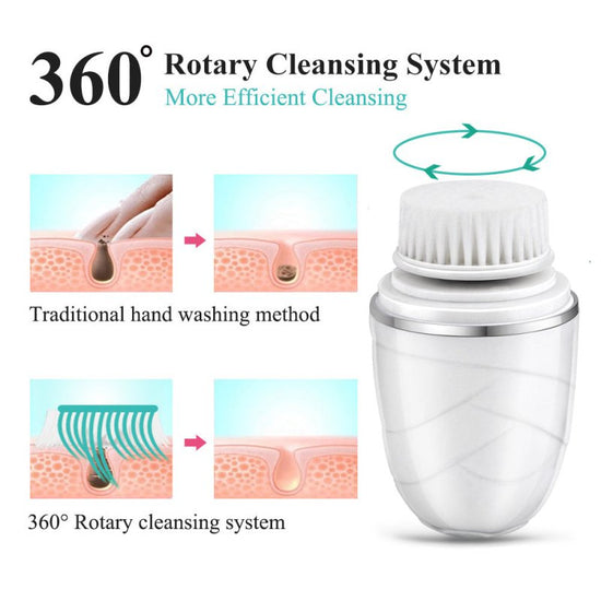 3 in 1 Electric Facial Cleanser Wash Face Cleaning Machine Pore Cleaner Body Cleansing Massage Mini Skin Beauty Massage $27.99 Dana Fashion Color: Golden Beauty Tools Product features: 1. Soft and clean fine silk bamboo brush head, power cleaning brush he