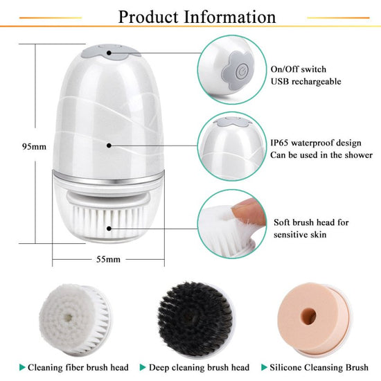 3 in 1 Electric Facial Cleanser Wash Face Cleaning Machine Pore Cleaner Body Cleansing Massage Mini Skin Beauty Massage $27.99 Dana Fashion Color: Golden Beauty Tools Product features: 1. Soft and clean fine silk bamboo brush head, power cleaning brush he