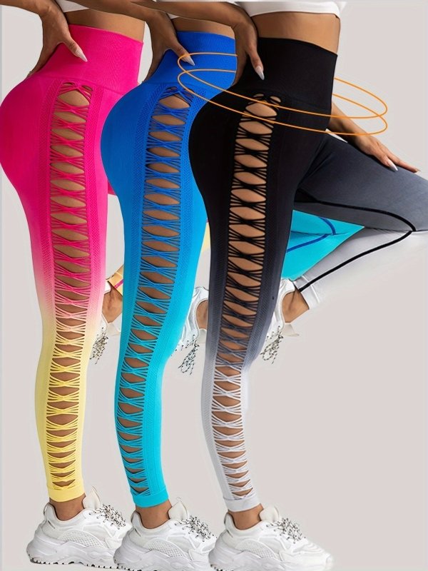3 Pack Women's Gradient Color Butterfly Hollow High Waist Butt Lifting Long Fitness Pants, Seamless Leggings For Women High Waist Yoga Pants, Scrunch Butt Lifting Elastic Tights $139.00 Dana Fashion Color: 3PACK2 Size: L Women's clothing Butt lift Legging