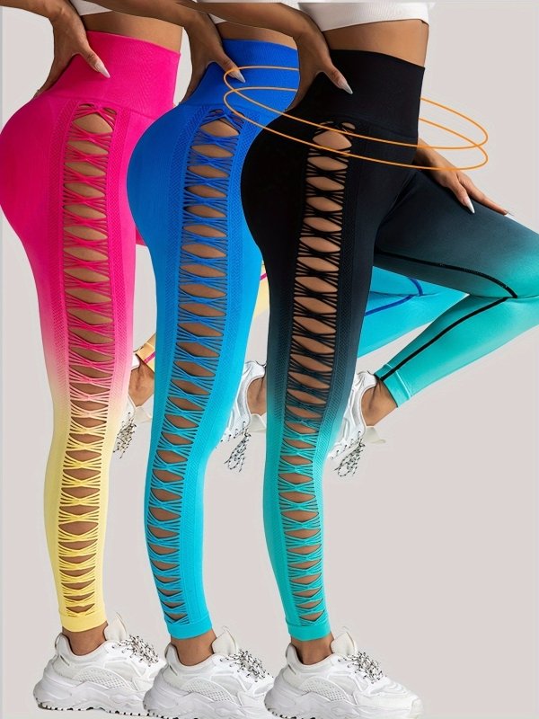 3 Pack Women's Gradient Color Butterfly Hollow High Waist Butt Lifting Long Fitness Pants, Seamless Leggings For Women High Waist Yoga Pants, Scrunch Butt Lifting Elastic Tights $139.00 Dana Fashion Color: 3PACK5 Size: L Women's clothing Butt lift Legging