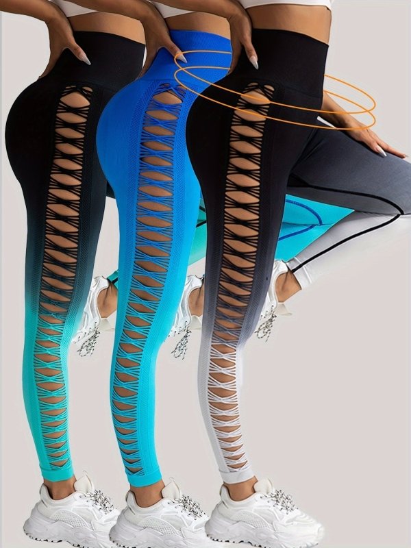 3 Pack Women's Gradient Color Butterfly Hollow High Waist Butt Lifting Long Fitness Pants, Seamless Leggings For Women High Waist Yoga Pants, Scrunch Butt Lifting Elastic Tights $139.00 Dana Fashion Color: 3PACK8 Size: L Women's clothing Butt lift Legging