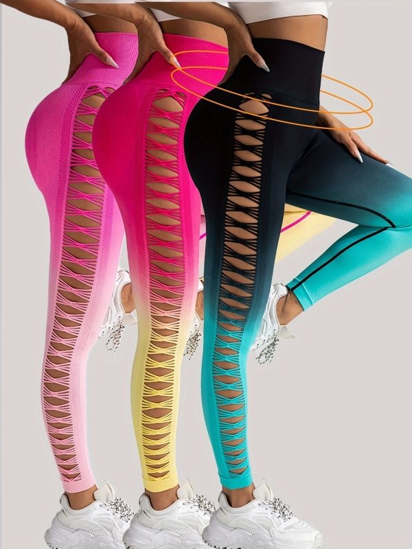 3 Pack Women's Gradient Color Butterfly Hollow High Waist Butt Lifting Long Fitness Pants, Seamless Leggings For Women High Waist Yoga Pants, Scrunch Butt Lifting Elastic Tights $139.00 Dana Fashion Color: 3PACK9 Size: L Women's clothing Butt lift Legging