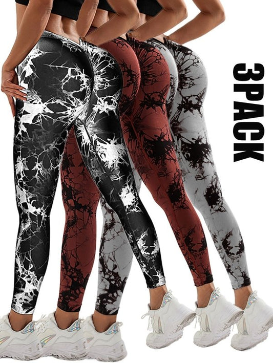 3 Pack Women's Scrunch Workout Leggings, High Waisted Butt Lifting Tie-dye V Back Waist Seamless Gym Yoga Leggings, Workout Leggings For Women Jada Leggings $189.00 Dana Fashion Color: 3PACK1 Size: L Women's clothing Butt lift Leggings: sexy booty legging