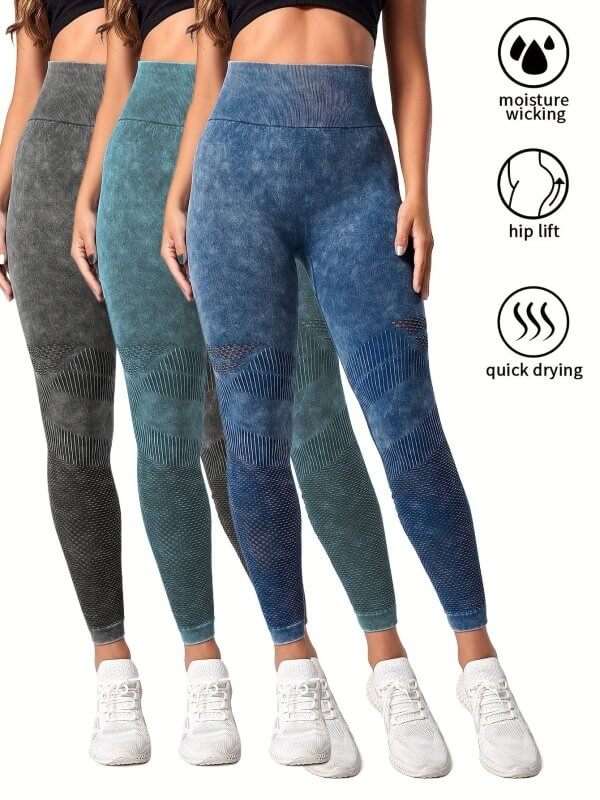 3 Pack Women's Seamless Washed Wide Waistband Sports Leggings, Women's High Waist Yoga Leggings, Textured Tummy Control Ruched Booty Tights Push Up Yoga Pants $259.95 Dana Fashion Color: 3PACK2 Size: L Women's clothing Butt lift Leggings: sexy booty leggi