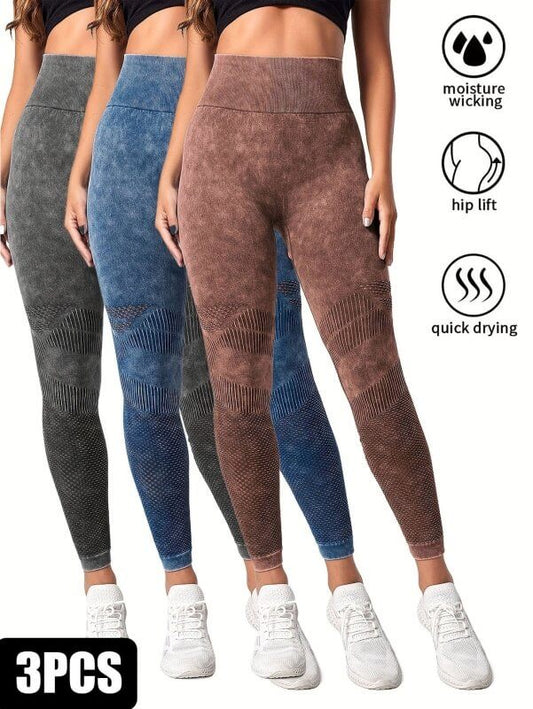 3 Pack Women's Seamless Washed Wide Waistband Sports Leggings, Women's High Waist Yoga Leggings, Textured Tummy Control Ruched Booty Tights Push Up Yoga Pants $259.95 Dana Fashion Color: 3PACK1 Size: L Women's clothing Butt lift Leggings: sexy booty leggi