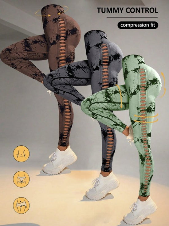 3 Pack Women's Tie-Dye Cutout Yoga Pants High-Waisted Leggings Women's Tie-Dye Leggings,, Leggings Women High Waisted Seamless Workout Leggings Gym Booty Tights Tummy Control Yoga Pants $179.00 Dana Fashion Color: 3PACK4 Size: L Women's clothing Butt lift