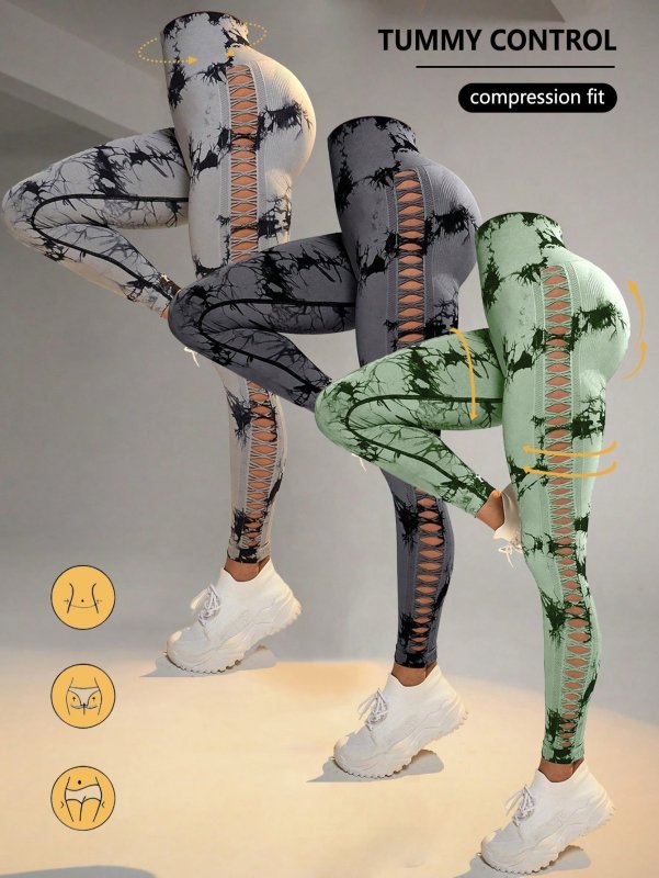3 Pack Women's Tie-Dye Cutout Yoga Pants High-Waisted Leggings Women's Tie-Dye Leggings,, Leggings Women High Waisted Seamless Workout Leggings Gym Booty Tights Tummy Control Yoga Pants $179.00 Dana Fashion Color: 3PACK5 Size: L Women's clothing Butt lift