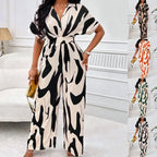 V-neck Loose Printed Long Jumpsuit - DanaFashionstore
