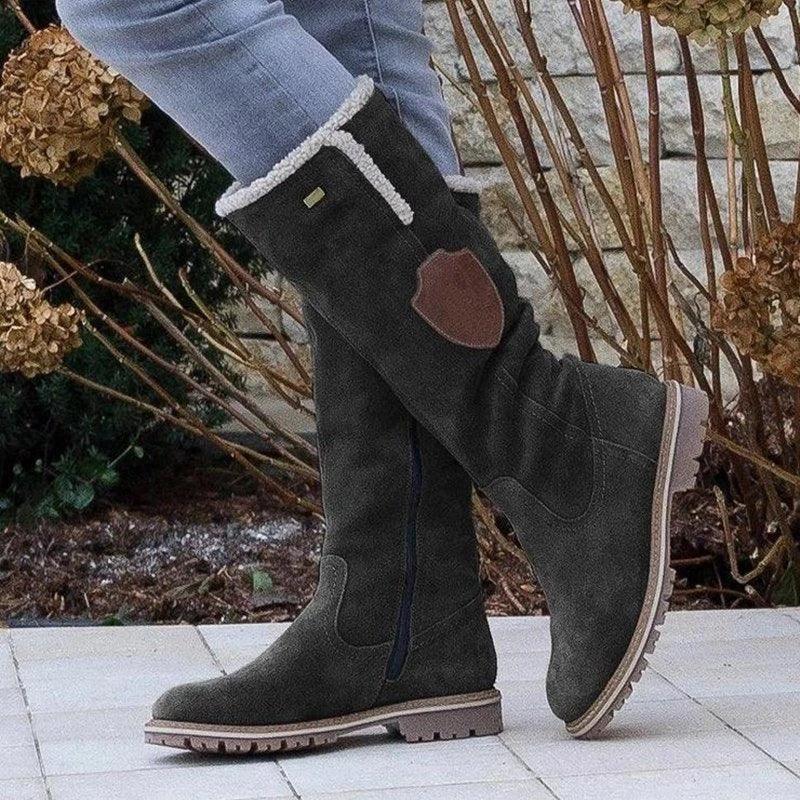 Side zipper turn over round toe snow boots - DanaFashionstore