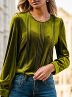 A Solid-colored Long-sleeved Top For Ladies - DanaFashionstore