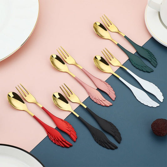 304 Stainless Steel Coffee Spoon Creative Net Red Wings Spoon Ice Cream Spoon Dessert Spoon Fork Spoon Spoon Gift Tableware $29.50 Dana Fashion style: A Dana's Kitchen Overview: It is lightweight for easy to carry and store when not is use. The spoon and