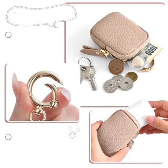 Leather Coin Purse, Small Change Purse Keychain Wallet For Women, Mini Coin Pouch With Zipper - Dana Fashion