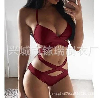 Sexy Black And White Color Matching Bikini Women'S Split Swimsuit - DanaFashionstore