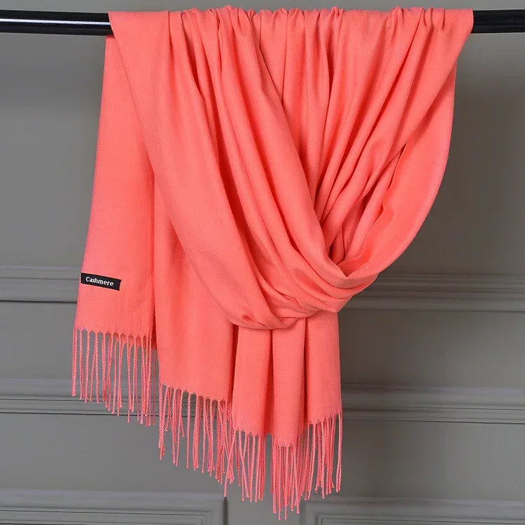 Women's Cashmere Warm Red Annual Meeting Scarf - DanaFashionstore
