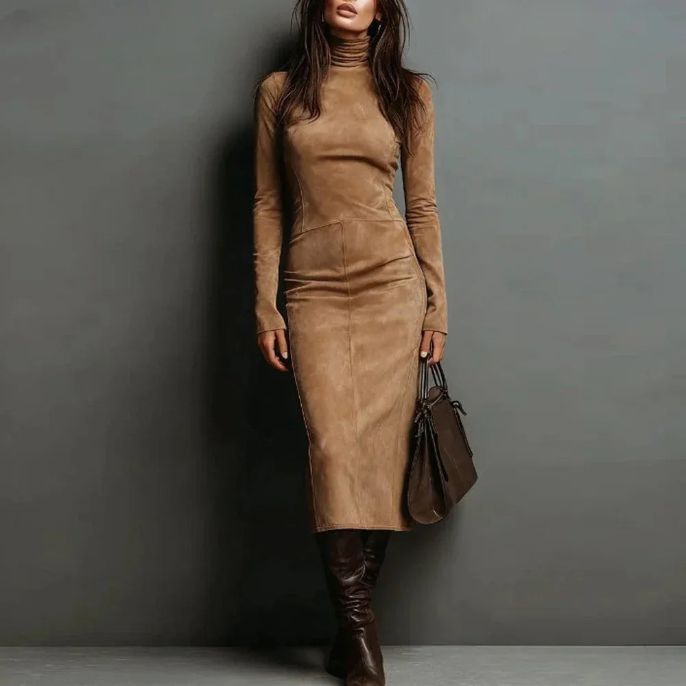 Turtleneck Long-sleeved Dress Fashion Sexy Slim-fitting Bodycon Long Dresses Women's Clothing - DanaFashionstore