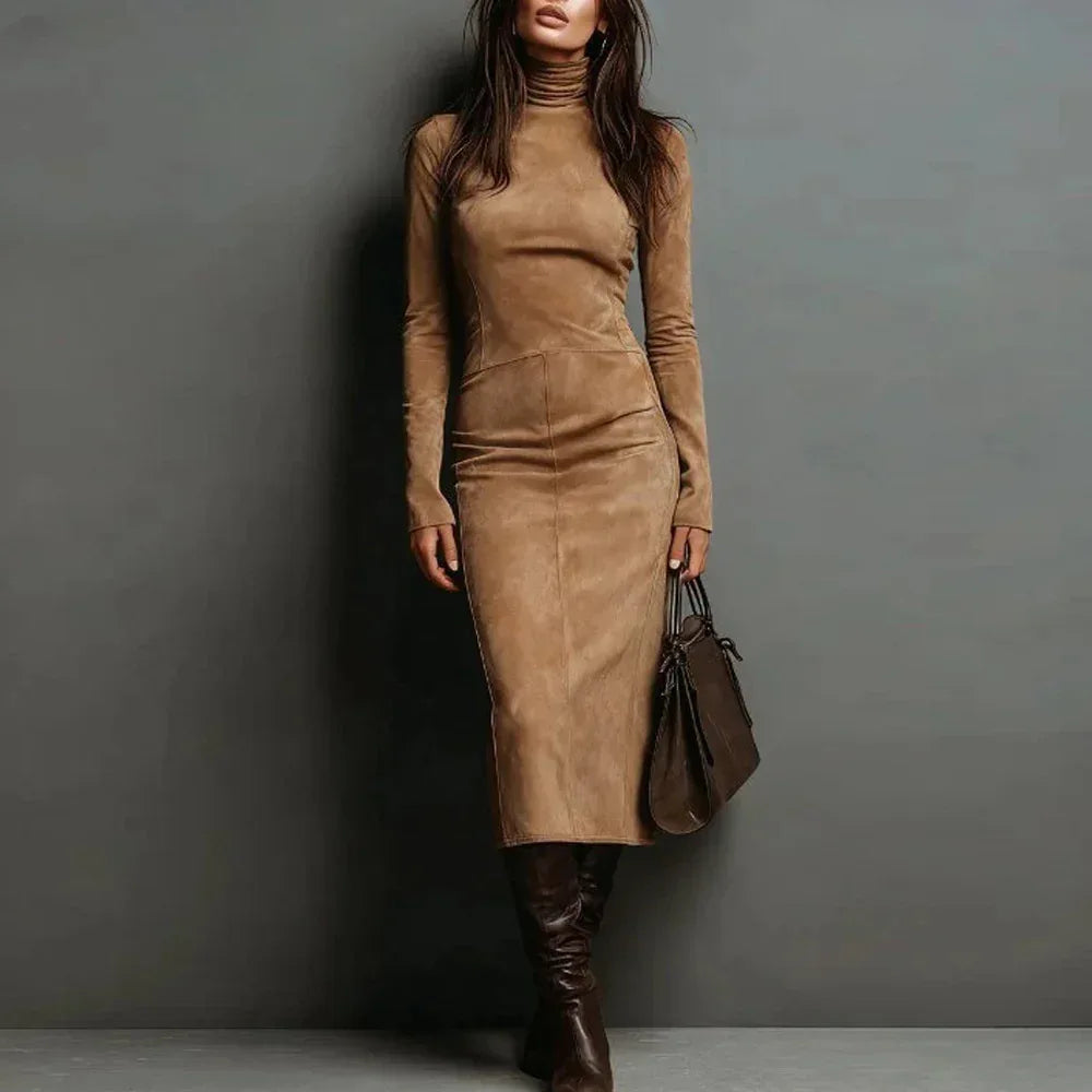 Turtleneck Long-sleeved Dress Fashion Sexy Slim-fitting Bodycon Long Dresses Women's Clothing - DanaFashionstore