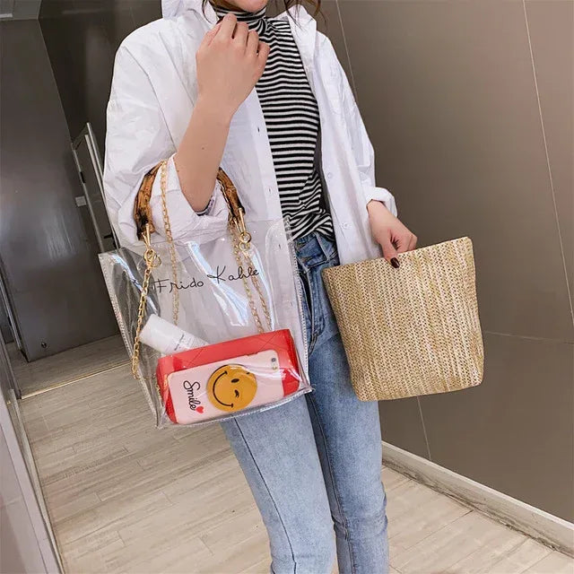 Transparent beach woven bag - DanaFashionstore