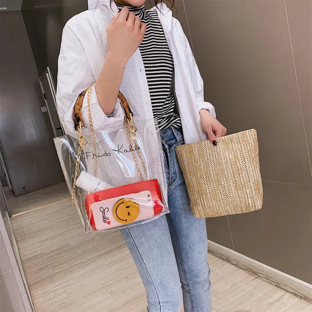 Transparent beach woven bag - DanaFashionstore