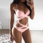 Sexy Black And White Color Matching Bikini Women'S Split Swimsuit - DanaFashionstore