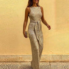Sleeveless Sequined Silver Jumpsuit 2026 - Glamorous Party Jumpsuit - DanaFashionstore