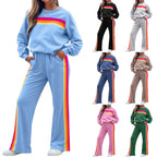 Fleece-lined Thick Rainbow Sweater Suit Women