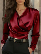French Light Luxury V-neck Slim Fit Ins Style Versatile Shirt - DanaFashionstore