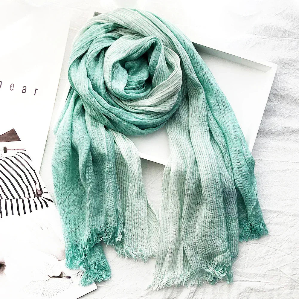 Women's Striped Cotton And Linen Scarf Shawl - DanaFashionstore
