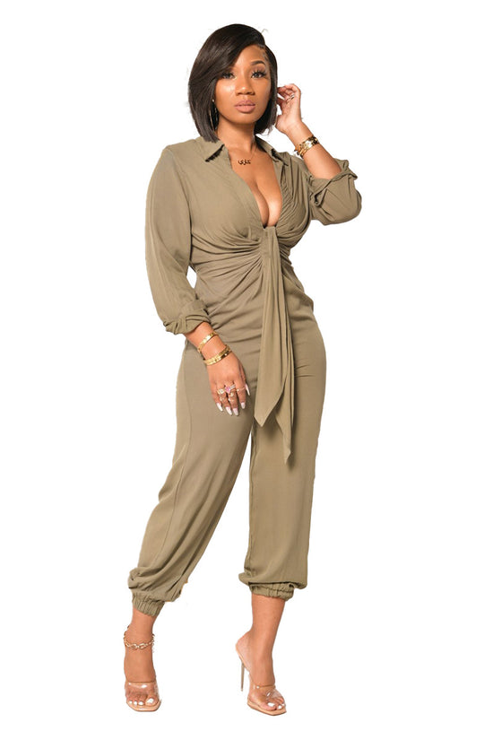 Sexy long sleeve V-neck Jumpsuit
