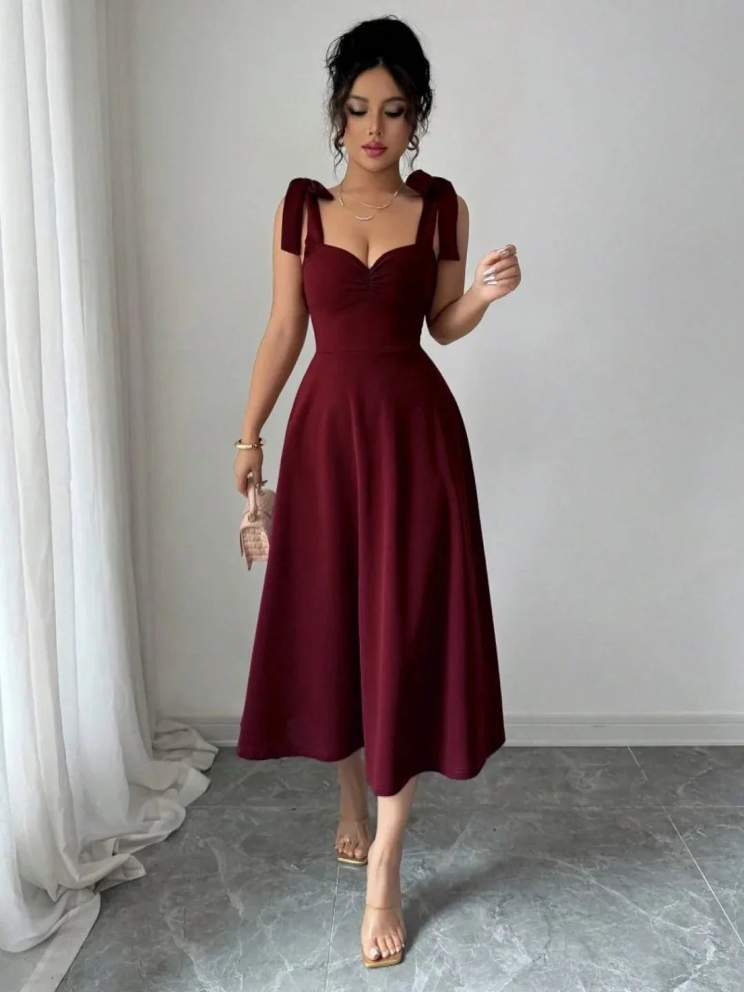 Lace-up Waist-cinching Maxi Dress - DanaFashionstore