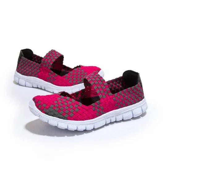 Lightweight flat shoes explosion models wishy elastic band hand-woven shoes women's single shoes large size flat bottom mother shoes factory straight - DanaFashionstore