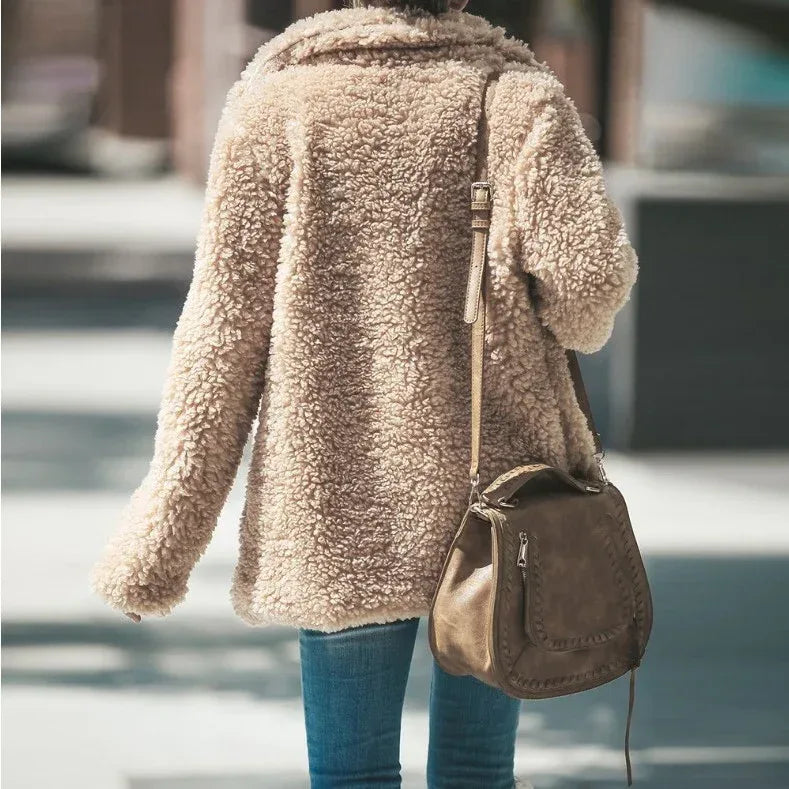 Lapel Fluffy Faux Fur Jacket 2026 - Long Sleeve Furry Overcoat - DanaFashionstore