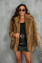 Winter Coat Warm Lapel Long Fluffy Faux Fur Coat Women Loose Long Sleeve Jacket Outerwear Clothing - DanaFashionstore