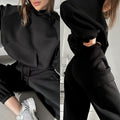 Female Solid Color Fashion Sports And Leisure Sweater Suit
