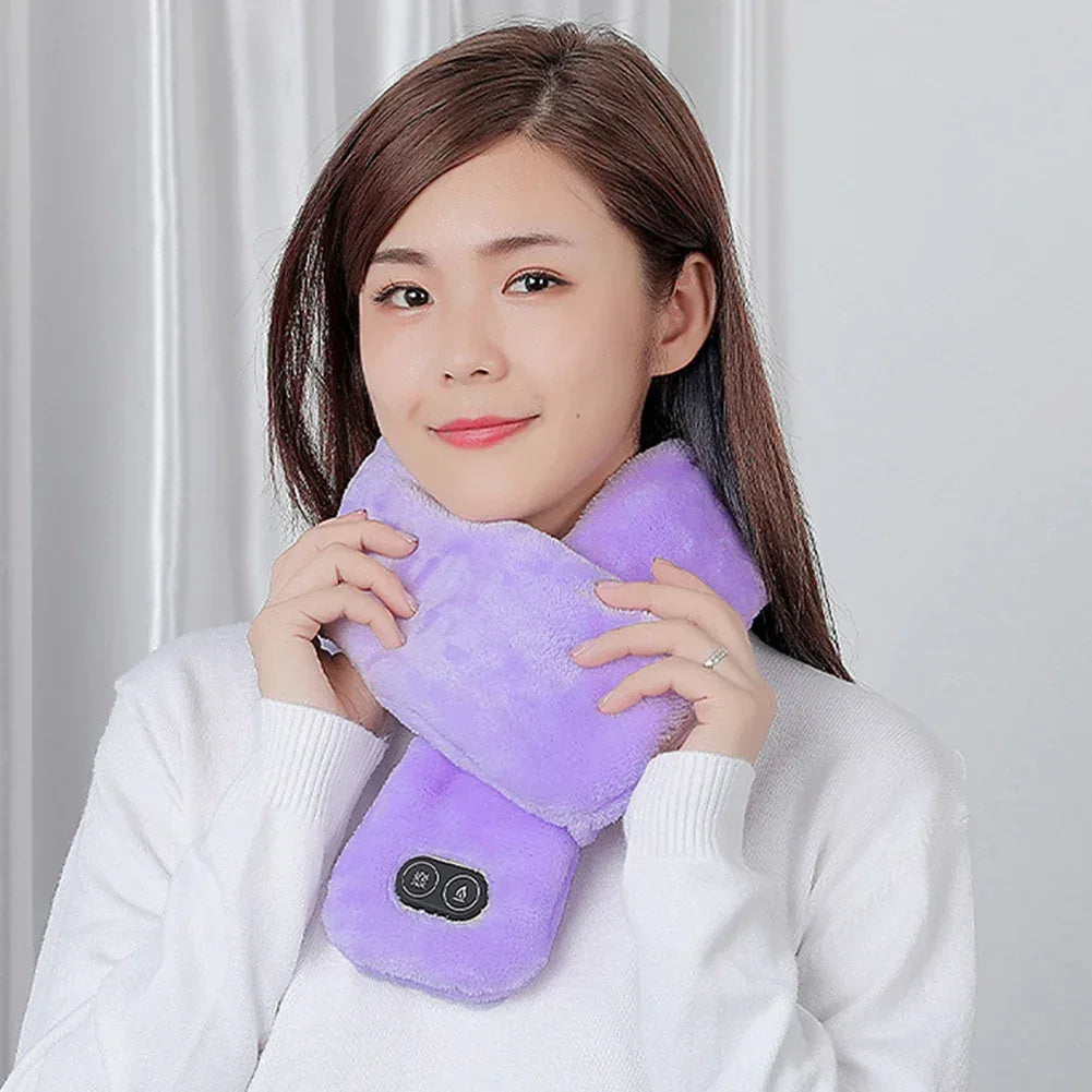 Women Men Soft Temperature Control Pain Relief Cervical Massage Shoulder Neck Wrap USB Heated Scarf Shawl Washable Winter Warm - DanaFashionstore