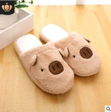 Couple models cartoon pig cotton slippers month cotton slippers home floor soft slippers warm - DanaFashionstore