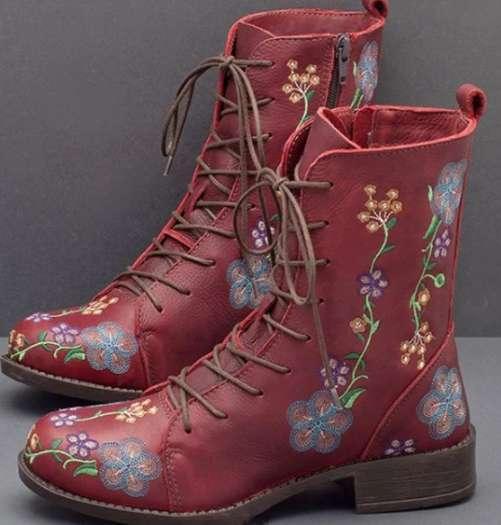 Flat heel lace up boots for autumn and winter - DanaFashionstore