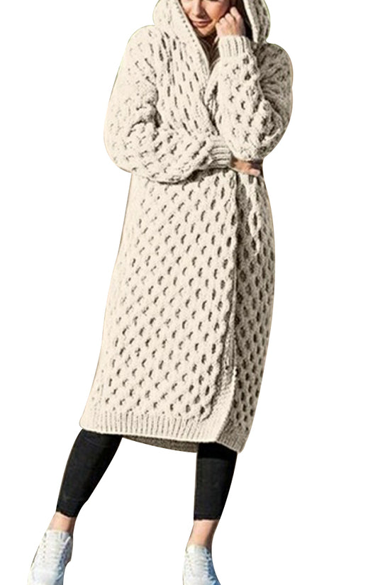 Women Winter Thick Warm Hooded Knitted Cardigan