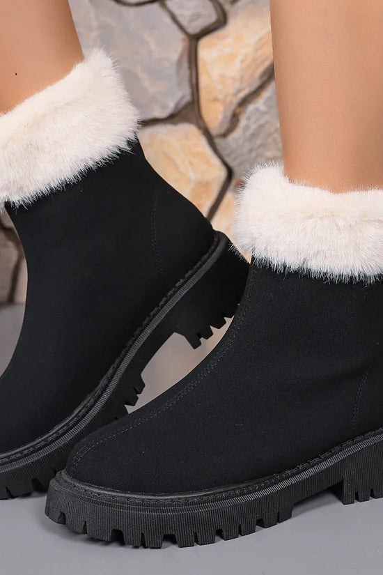 Square-heeled Snow Boots Winter Plus Velvet Platform Plush Shoes Fashion Warm Non-slip Mid-calf Boot For Women - DanaFashionstore