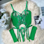 Three-point European And American Style Underwear Mesh Embroidery See-through Suit - DanaFashionstore