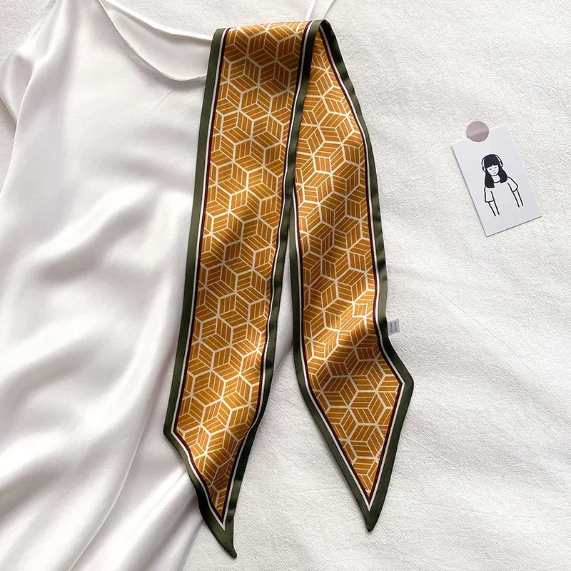 Narrow Long Strip Small Silk Scarf Women Fashion Leopard Pattern - DanaFashionstore