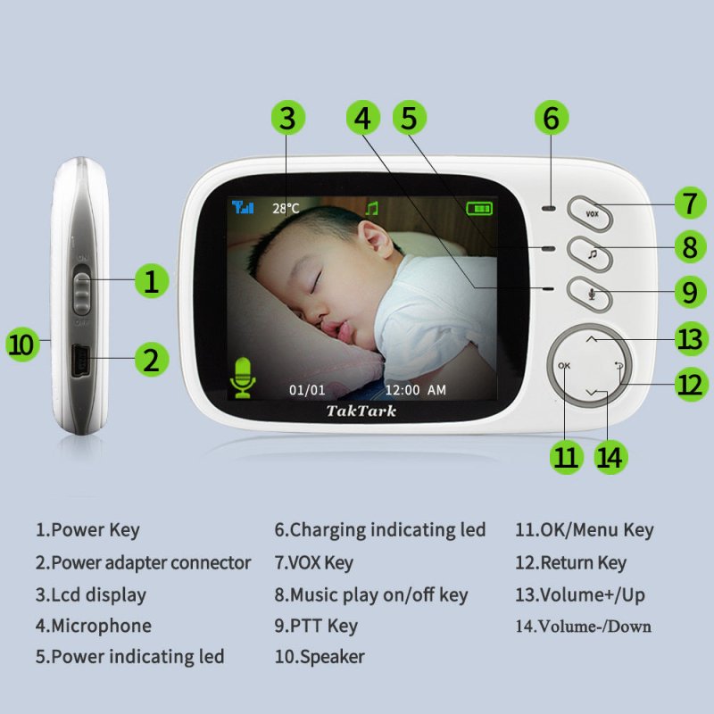 3.2 Inch Digital Baby Care Device $226.36 Dana Fashion Model: AU plug Baby & Mother 1. Compact design, easy to carry; 2. Two-way intercom; 3. Temperature monitoring; 4. Built-in music in the camera; 5. Automatic night vision 6. Digital signal transmission