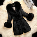 High-end Female Rabbit Fur Coat In The Long Section Of The Oversized Fox Fur Collar Coat New Fur - DanaFashionstore